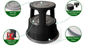 Janrax Dark Grey Metal Premium Rolling Kick Step Stool