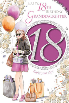 Xpress Yourself Granddaughter 18 Today! Medium Sized Fashion Birthday Card