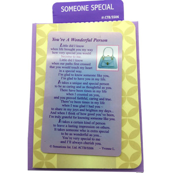 You`re A Wonderful Person To someone Special ....Wallet Card (Sentimental Keepsake Wallet / Purse Card)