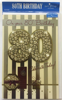 Open Male 80 Today! Morden Style Sentiment Verse Birthday Greeting Card