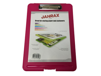 A4 Pink Clipboard Box File - Storage Filing Case