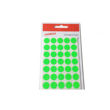 Pack of 140 Fluorescent Green 13mm Round Labels Stickers