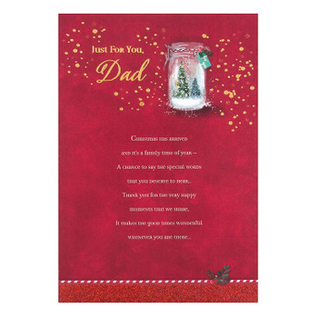 Dad Christmas Card with Love and Glitter Finish