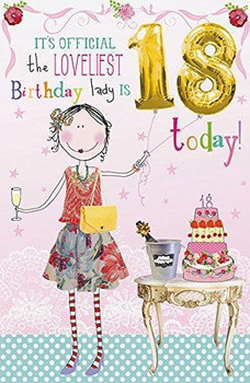 Age 18 Loveliest Lady Happy Birthday Card Age 18 Loveliest Lady Happy Birthday Card