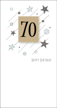 Age 70 Glitter Diamante and Sequins 70th Birthday Greeting Card