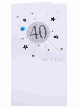 Age 40 Glitter diamante and sequins Embellished 40th Birthday Card