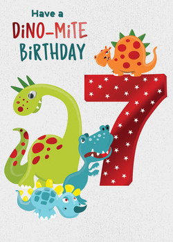 Dinosaurs 7th Birthday Card