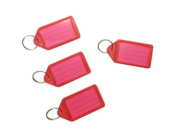 Pack of 50 Large Red Identity Tag Key Rings