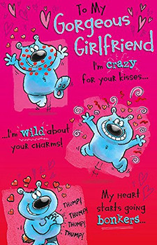 Humour Valentines Day Greeting Card Blue Bear Gorgeous Girlfriend
