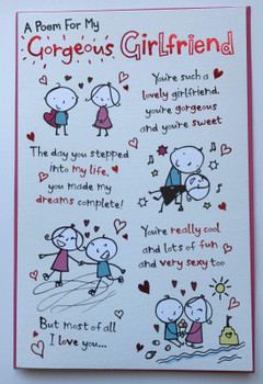 A Poem For My Gorgeous Girlfriend Humour Valentine Card