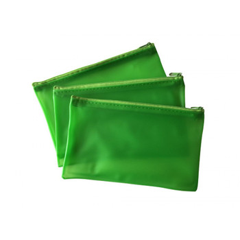 8x5" Frosted Green Pencil Case - See Through Exam Clear Translucent