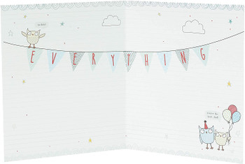 Dad Owls Happy Birthday Card with A Red and Iridescent Foiled Finish