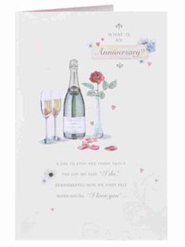 What Is An Anniversary? Sentiment Champagne & Strawberries New Card