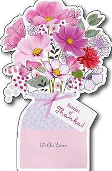 Bunches Of Thanks' little note Thank You' Die Cut Jar & Flower New Card