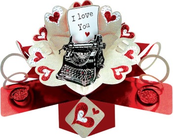 Second Nature Valentine's Day Pop Up Card with a Typewriter Spelling I Love You