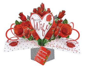 To My Darling Wife / Hearts & Roses Valentine's Day Pop Up Card VPOP040