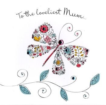 Second Nature Unique and Delicate Handmade MUM Mother's Day Card Butterfly