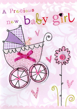 New Born Baby Girl Hand-Finished Congratulations Card