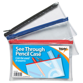 Tiger 8x5" Clear Exam Pencil Case