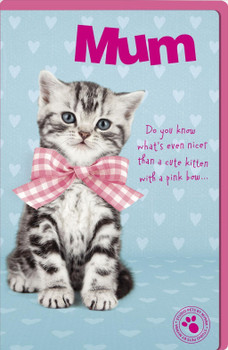 Cute Kitten With Bow on Mother's Day Card