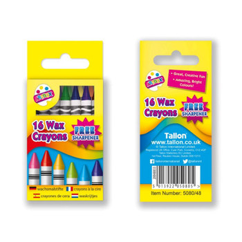 Pack of 16 Wax Crayons in Hanging Box