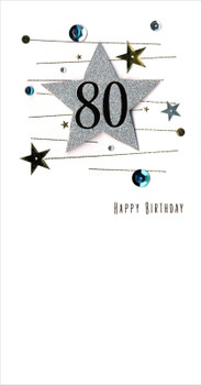 Age 80 Glitter Diamante Embellishment 80th Happy Birthday Card