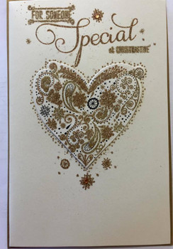 For Someone Special Beautiful Cut Out Gold Heart Design Christmas Card	