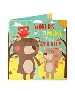 World's Loveliest Mum From your Daughter Owl and Bear Mother's Day Greetings Card