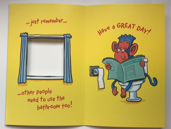 UK Greetings Dad Fold Out Birthday Card Monkey Reading 10" x 6.5" Code 406971--1