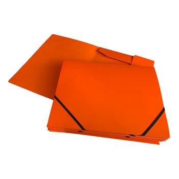 Janrax A4 Orange Laminated Card 3 Flap Folder with Elastic Closure