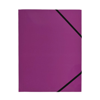 Janrax A4 Purple Laminated Card 3 Flap Folder with Elastic Closure