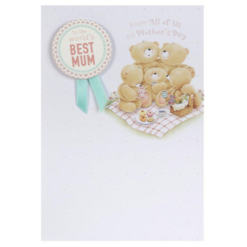 Adorable Forever Friends Hallmark Mother's Day Card 'Best Mum' Badge New Medium