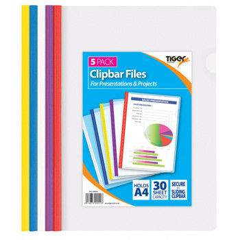 Pack of 5 A4 Clipbar Presentation Slidebinder Files