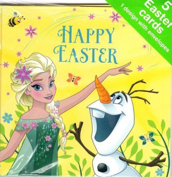 Pack of 5 Frozen Happy Easter Greeting Cards In Same Design Mini 4" Square Card