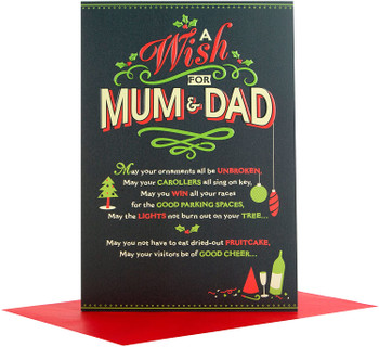 Hallmark Christmas Card to Mum & Dad 'Just How You Like It' Medium