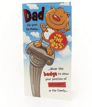 Funny Dad Birthday Card With I'm The Boss Badge