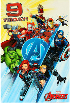 9th Marvel Avengers Favourite Characters Age 9 Birthday Card