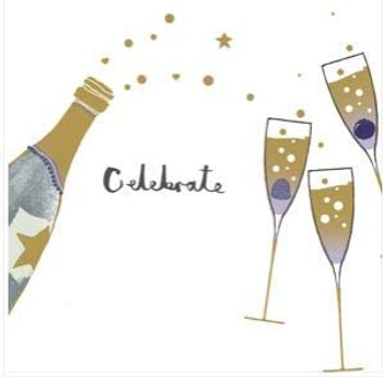 Champagne Celebration Card by Bryony Fripp Blank Birthday