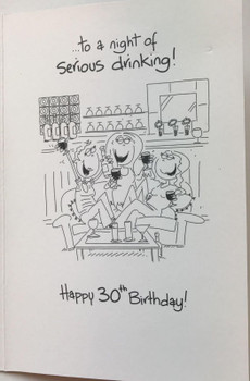 Age 30th Ladies Friends Wine Humour Birthday New Card with a Badge 30