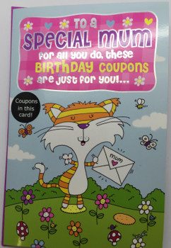 Special Mum Birthday Coupon Greeting Card New Gift