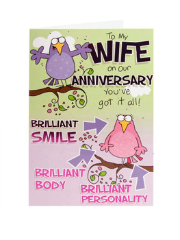 Hanson White Wife Anniversary Humour Greetings Card 9" x 5.75" Code 343819-1