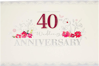 40th Wedding Anniversary Ruby Anniversary Card for Couples With Ruby Red And Silver Foil