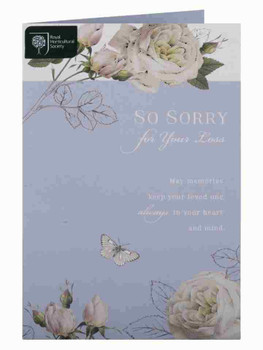 6 x White Flowers Sympathy Card So Sorry For Your Loss