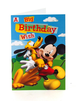 6 x Mickey mouse Pluto a big birthday wish birthday Greeting cards