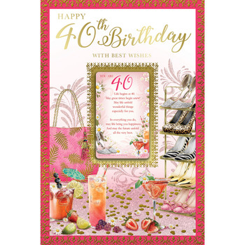 Happy 40th Birthday With Best Wishes Female Keepsake Treasures Greeting Card