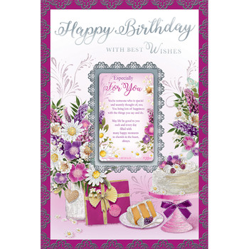 Happy Birthday With Best Wishes Open Keepsake Treasures Greeting Card