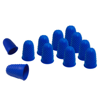 Pack of 12 Blue No.1 Rubber Thimblettes - Medium Thimble Finger Cones