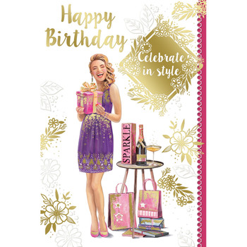 Celebrate in Style Open Female Birthday Celebrity Style Birthday Card