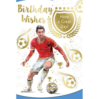 Birthday Wishes Have a Great Day Open Male Birthday Football Player Design Celebrity Style Greeting Card
