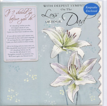 Sad Loss of Dad Sympathy Card Detachable Pocket Keepsake